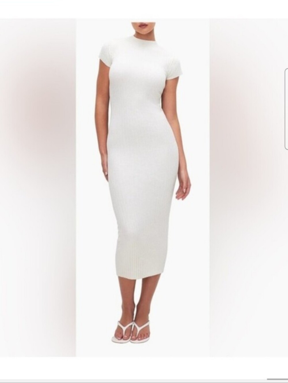 Good American White Ribbed Midi Dress
